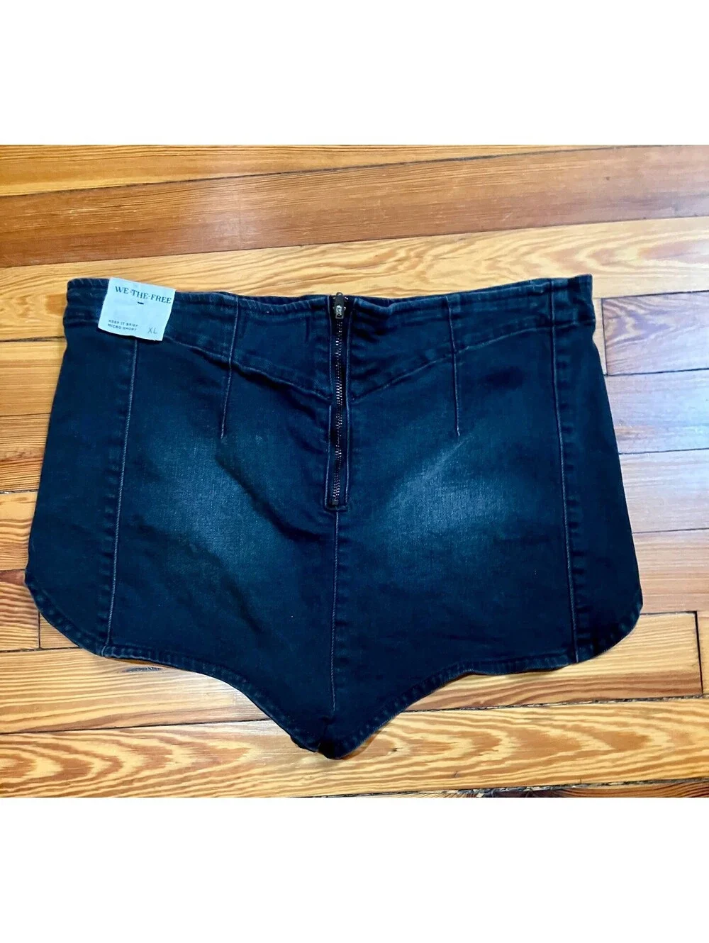 NWT We The Free People Black Denim Micro Shorts High Waist Booty Y2K Festival XL